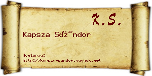 Kapsza Sándor névjegykártya