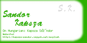 sandor kapsza business card